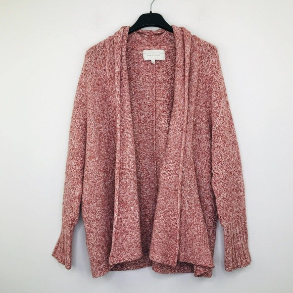 Angel Of The North Sweaters - Angel Of The North Women's Medium Cardigan Sweater Pink Marled Knit Open Dolman